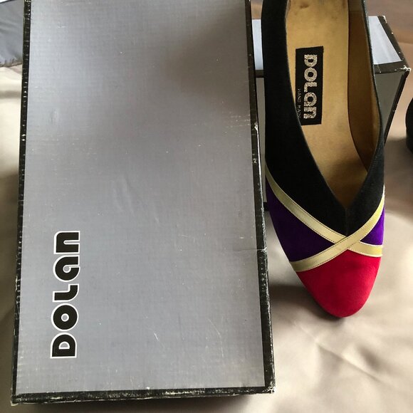 Dolan Black Purple Red Suede Shoes - Picture 5 of 8